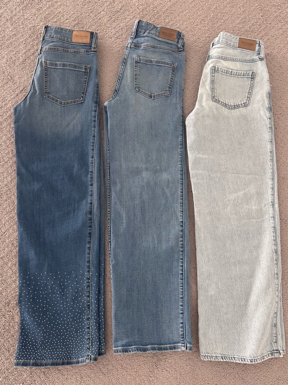 Abercrombie Kids 3 pairs high rise wide leg jeans bundle size 13/14